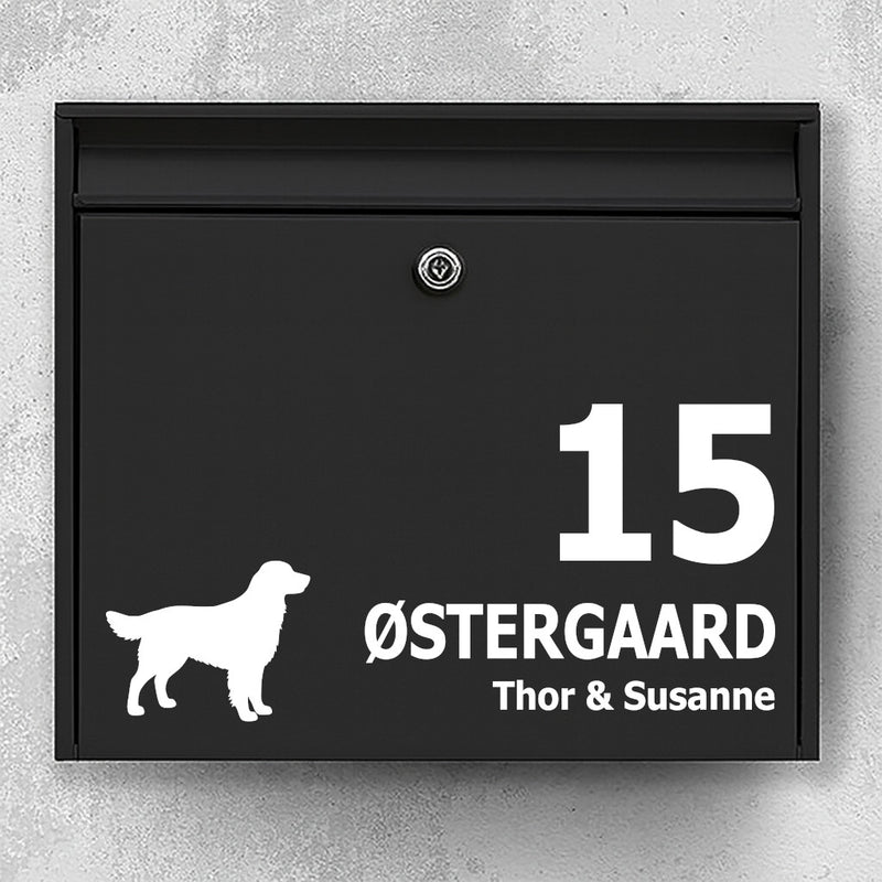 Mailbox sticker with retriever dog - personalized name sticker and house number - weatherproof vinyl