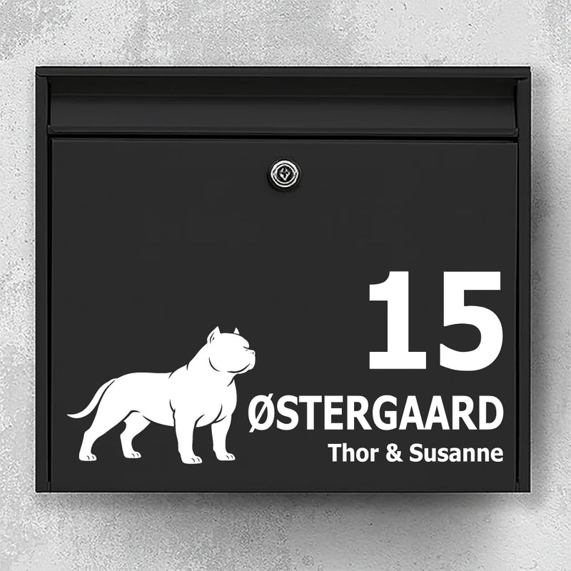 Mailbox sticker with American Bully