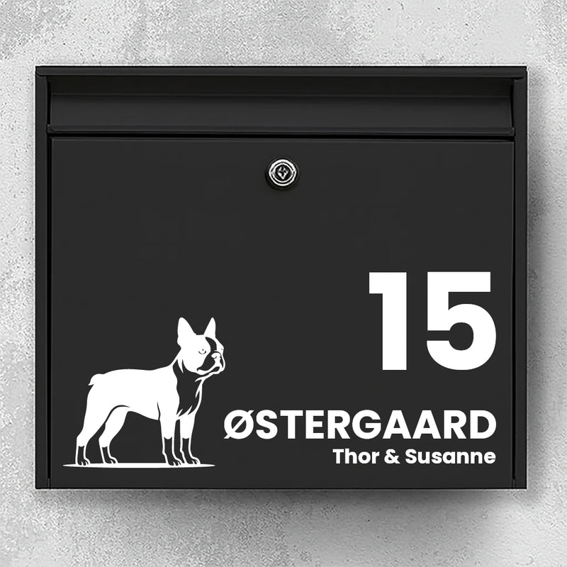 Mailbox sticker with Boston Terrier