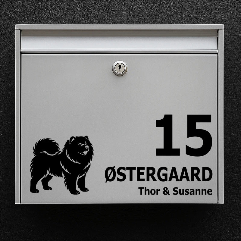 Mailbox sticker with chow-chow
