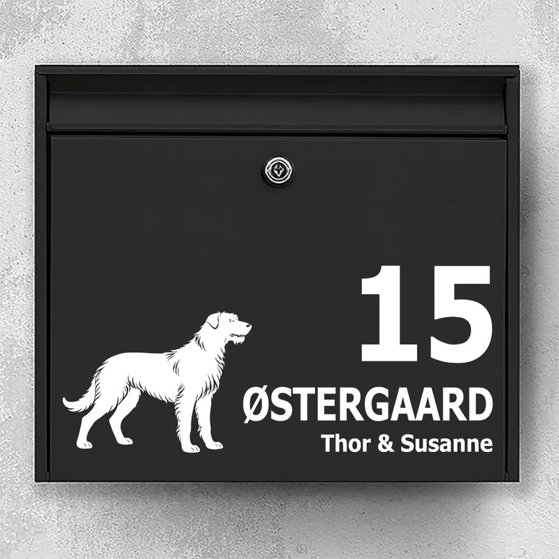 Mailbox sticker with Irish Wolfhound