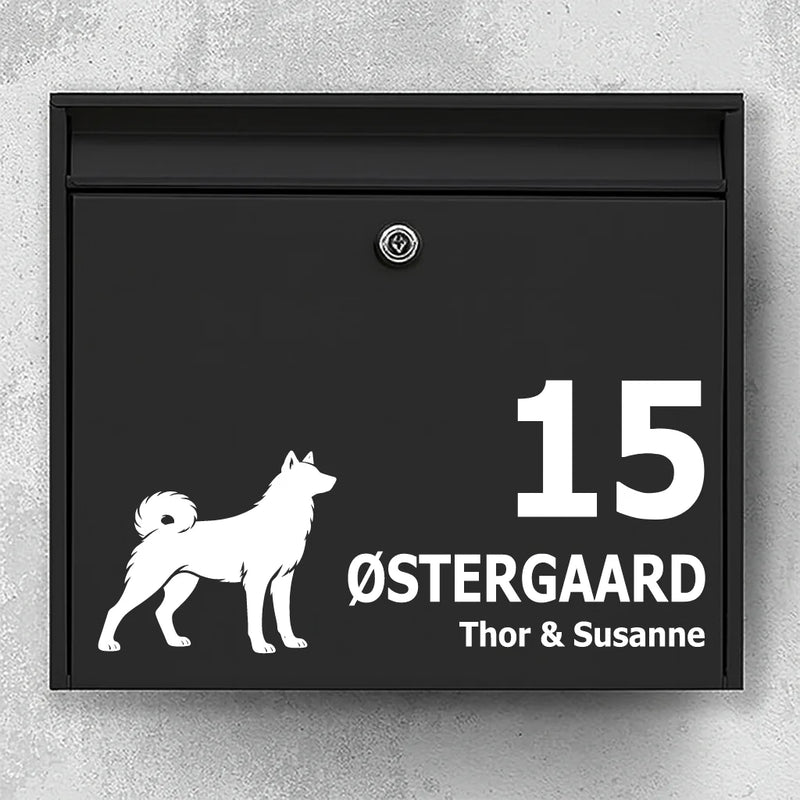 Mailbox sticker with Jämthund (Swedish Elkhound)