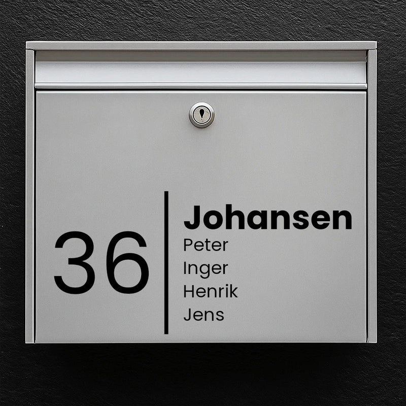 Mailbox Sticker – Stylish Design with Surname, First Names & House Number