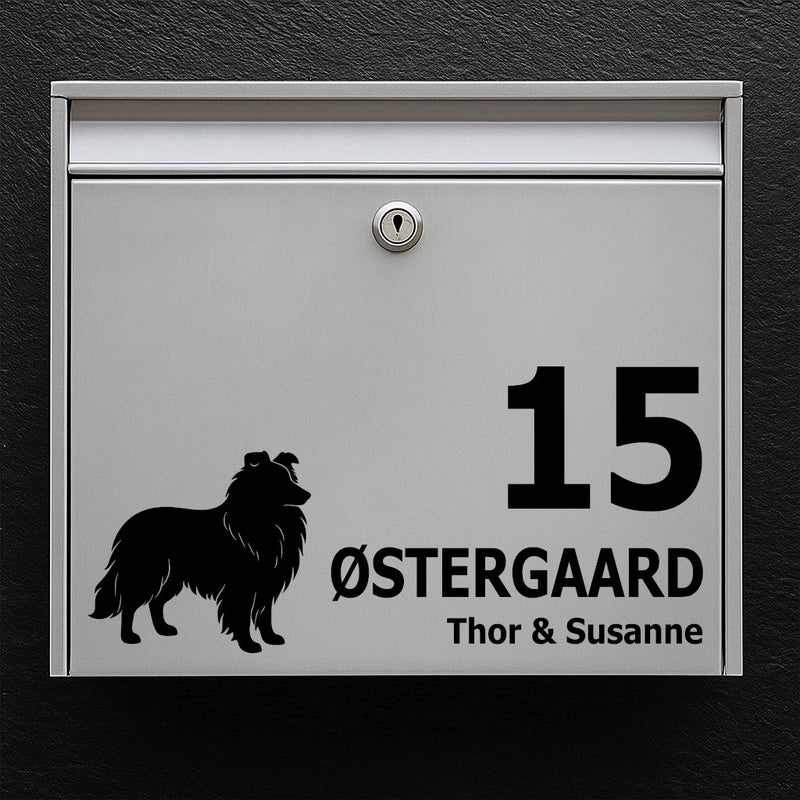 Mailbox sticker withshetland sheepdog