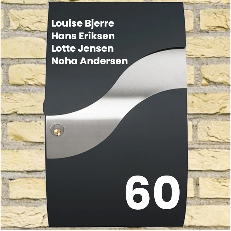 Mailbox sticker - Wave layout with name list & large house number