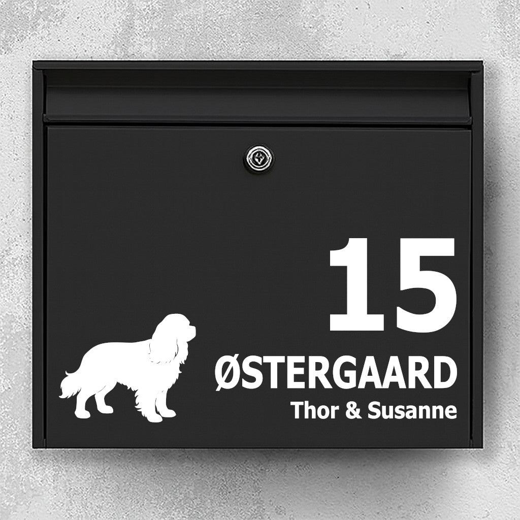 Cavalier King Charles Spaniel Mailbox Sticker - Personalized Nameplate and House Number - Weatherproof Vinyl