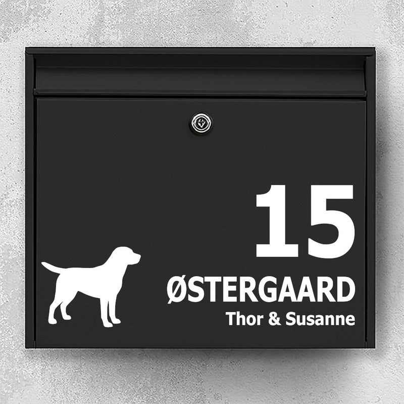 Labrador Silhouette Mailbox Sticker - Personalised Name and House Number Sticker - Weatherproof Vinyl