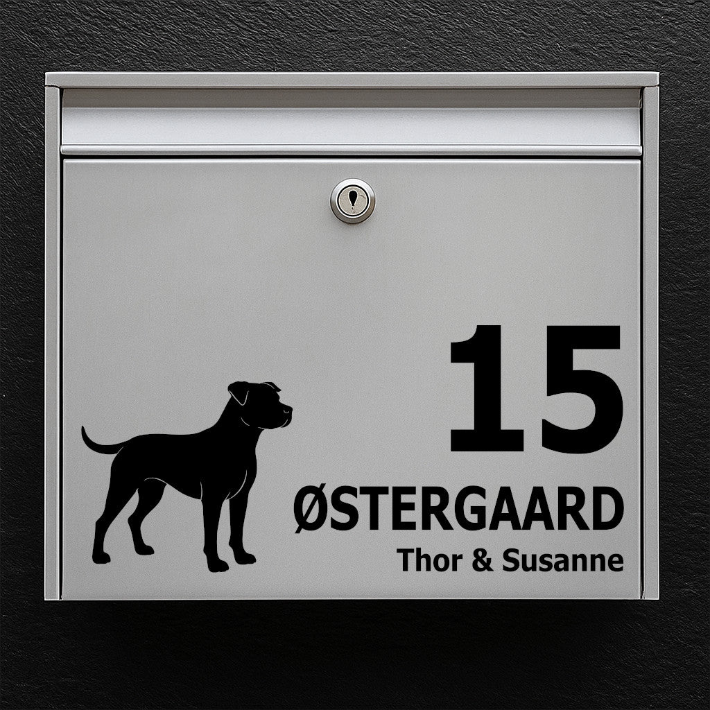 Mailbox nameplate - Spanish bulldog silhouette motif - custom name and number - outdoor quality