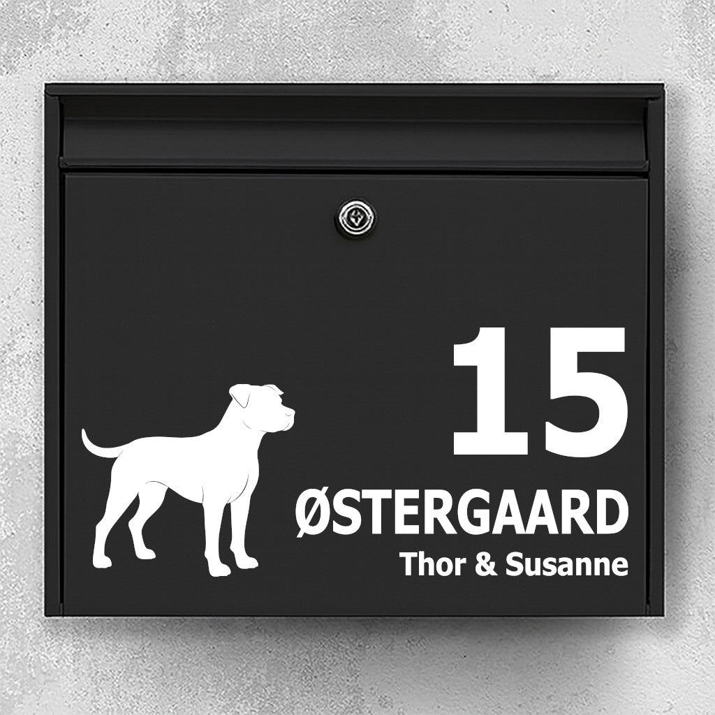 Mailbox nameplate - Spanish bulldog silhouette motif - custom name and number - outdoor quality