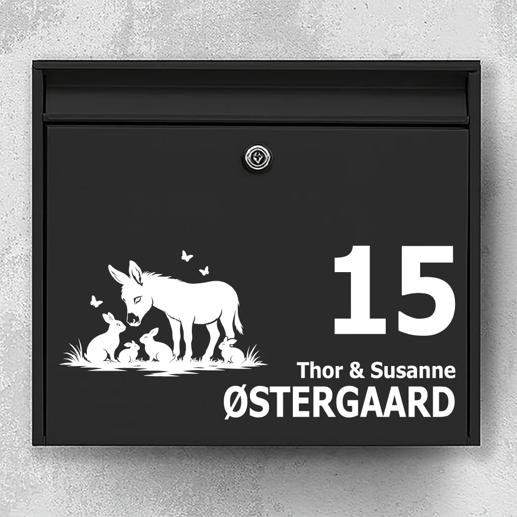 Mailbox sticker with Donkey with Rabbits