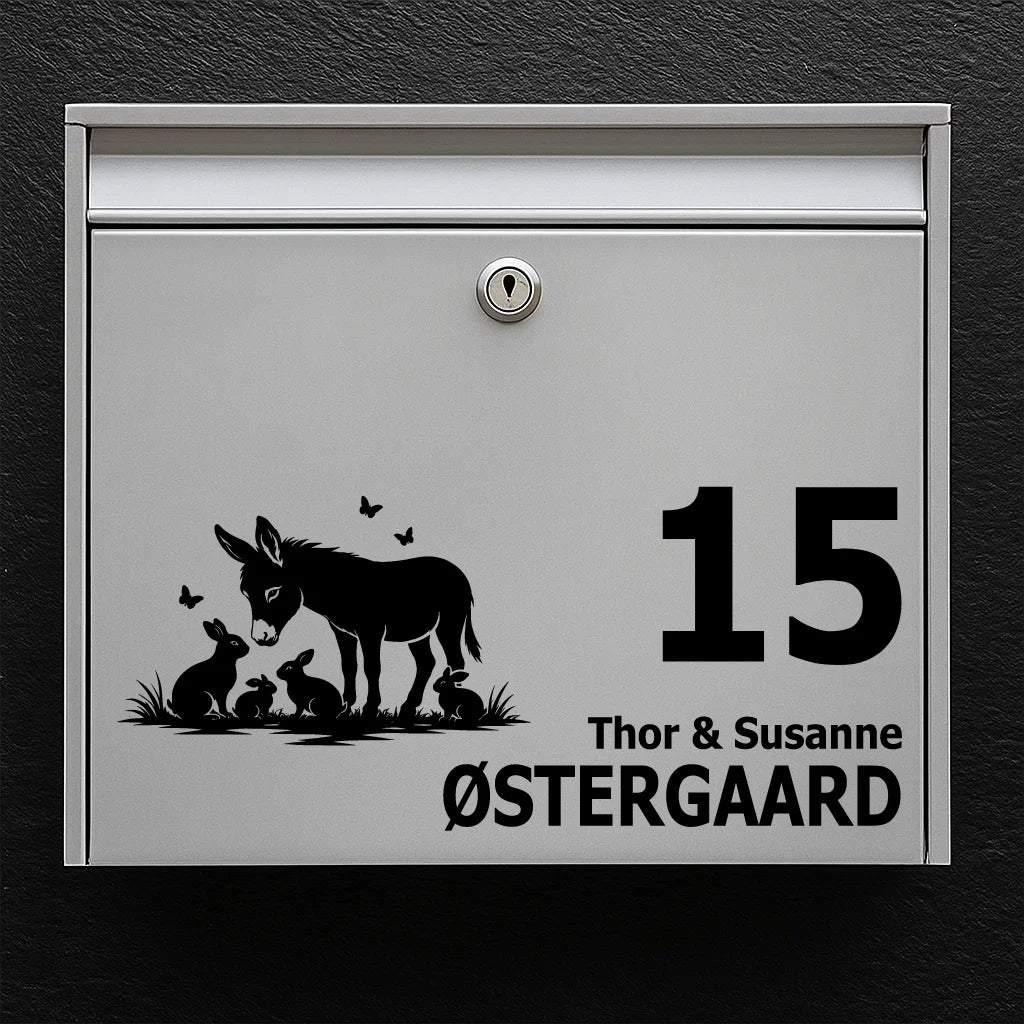 Mailbox sticker with Donkey with Rabbits