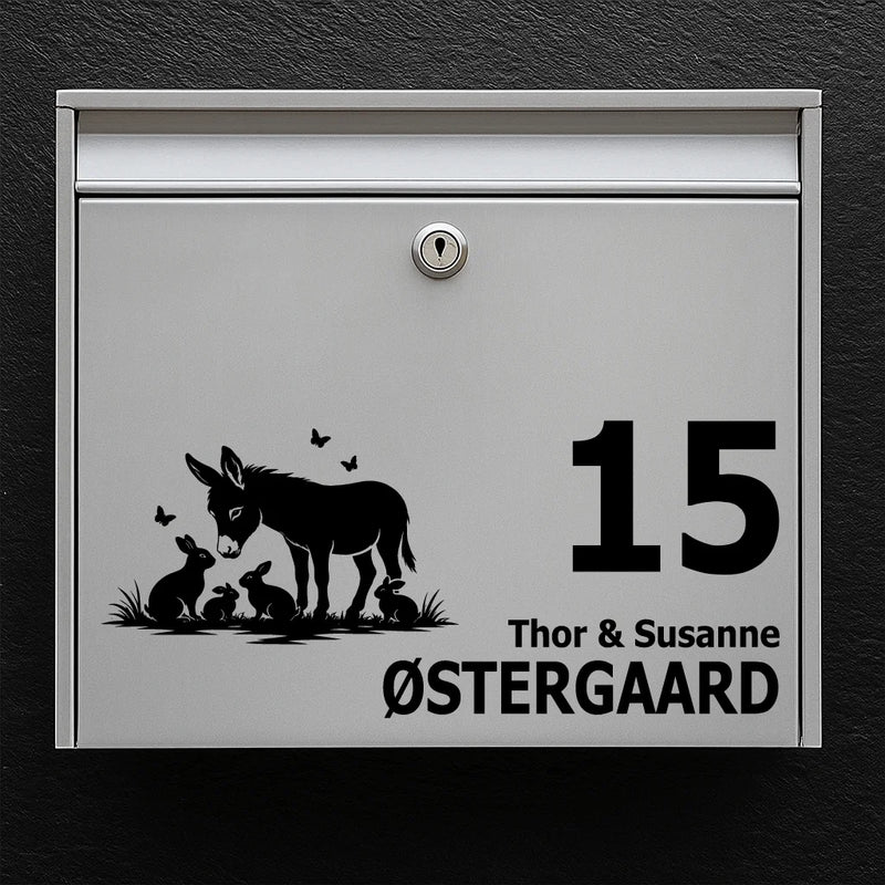 Mailbox sticker with Donkey with Rabbits