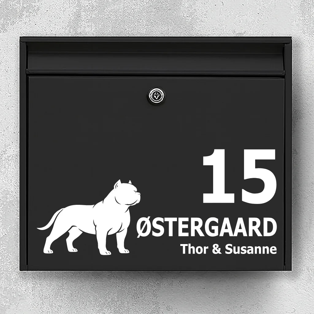 Mailbox sticker with American Bully