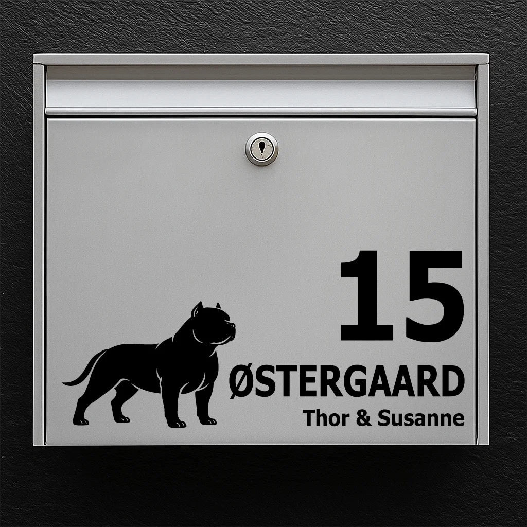 Mailbox sticker with American Bully