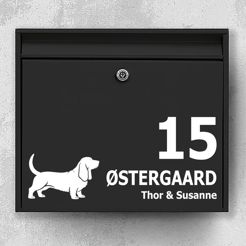 Mailbox sticker with Basset Hound