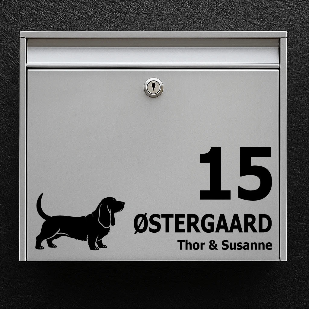 Mailbox sticker with Basset Hound