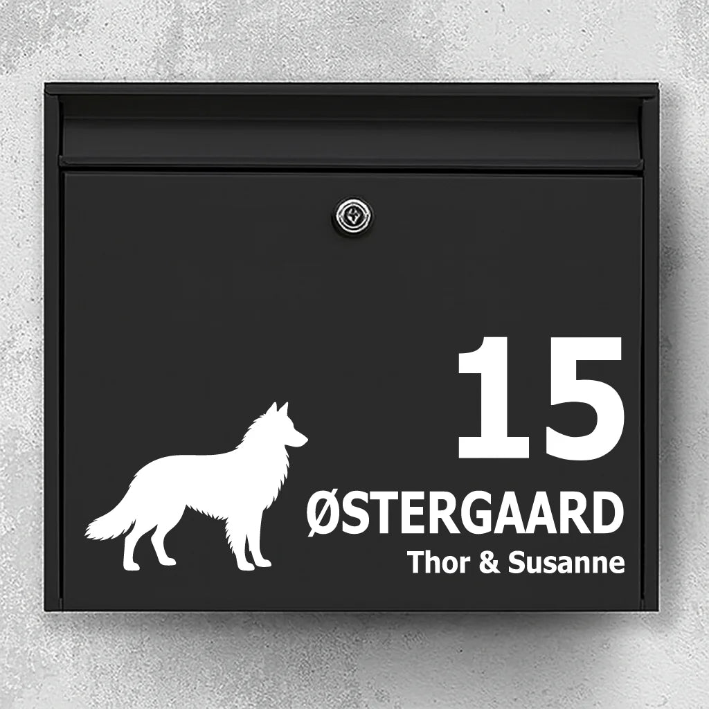Mailbox sticker with Belgian Shepherd (Tervuren)
