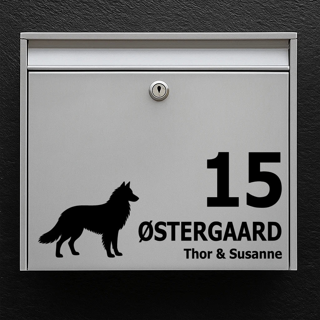 Mailbox sticker with Belgian Shepherd (Tervuren)