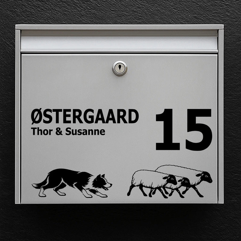 Mailbox sticker with Border Collie with Sheep