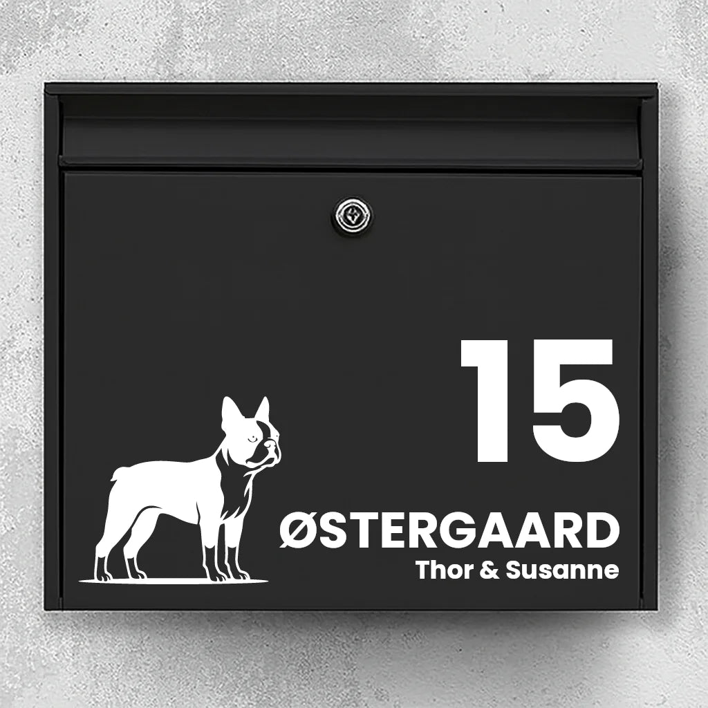 Mailbox sticker with Boston Terrier