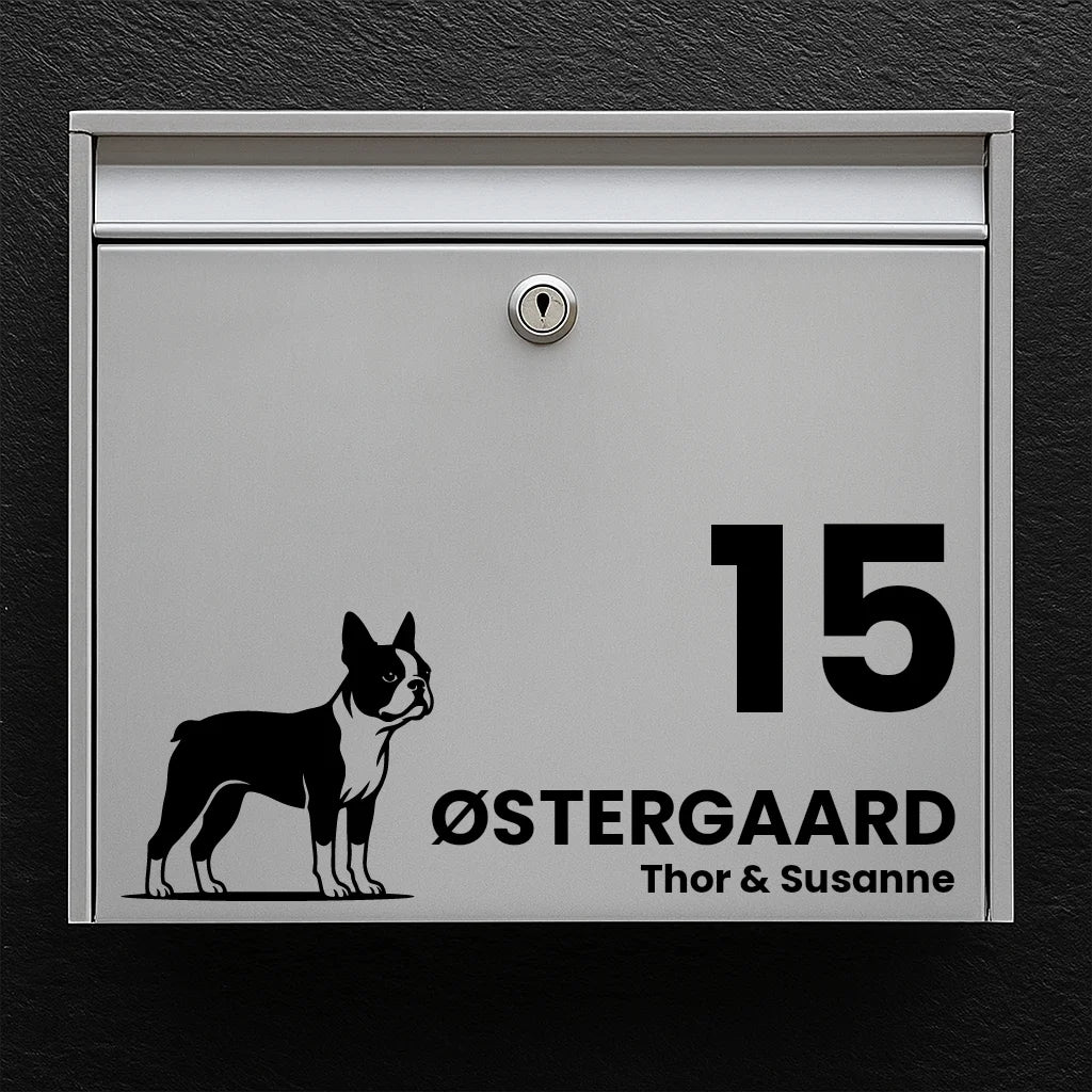 Mailbox sticker with Boston Terrier