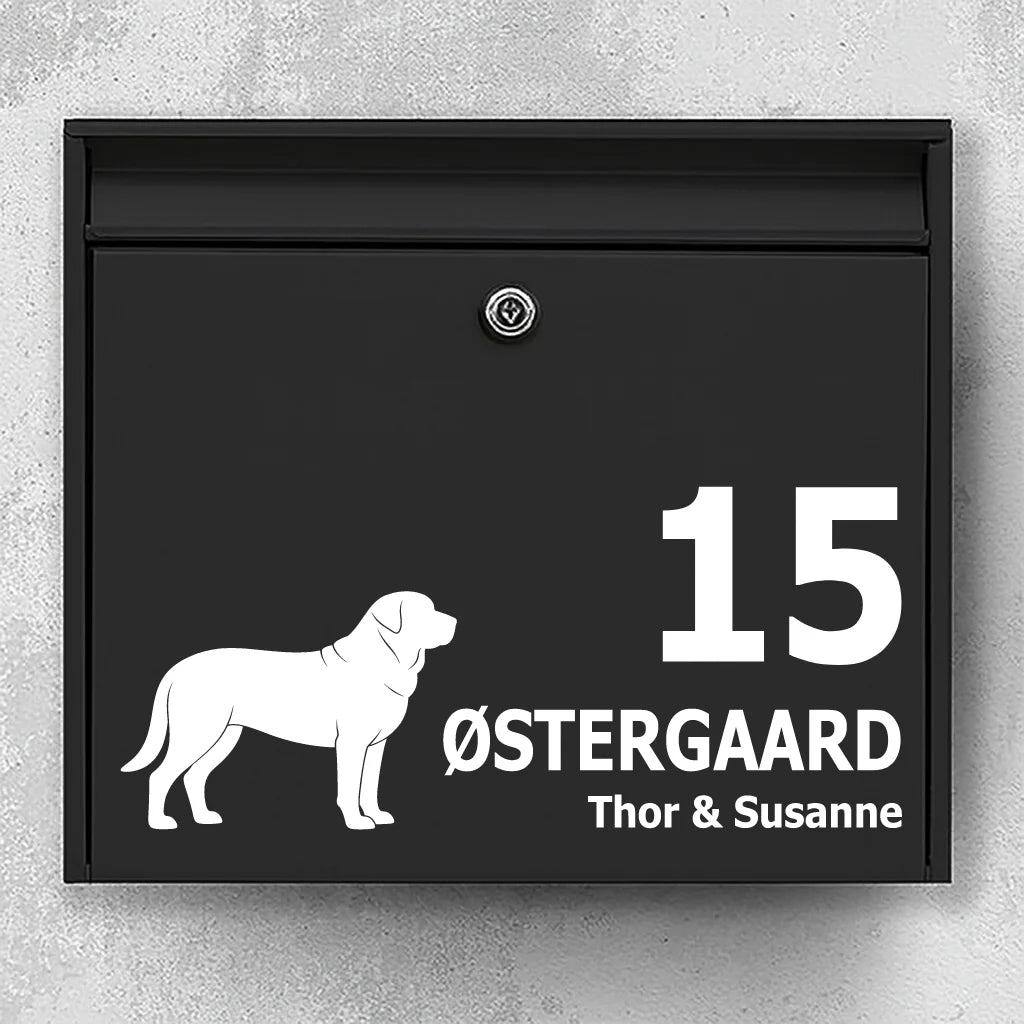 Mailbox sticker with broholmer