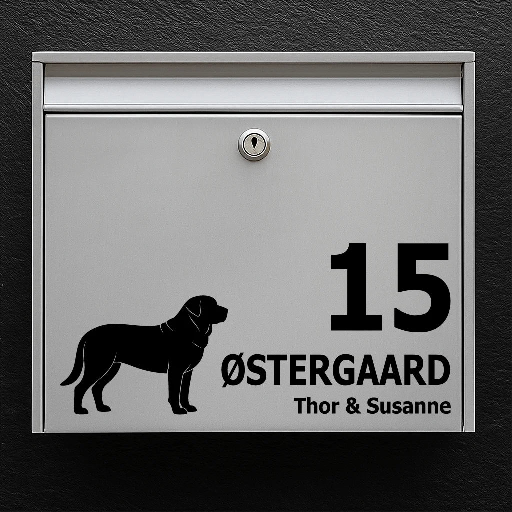 Mailbox sticker with broholmer