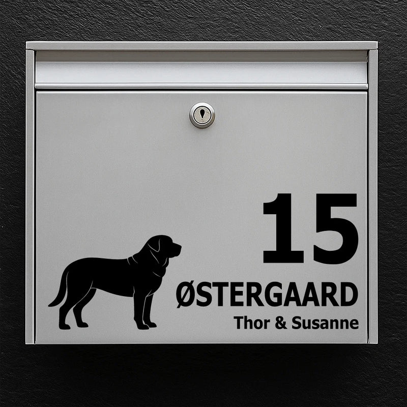 Mailbox sticker with broholmer