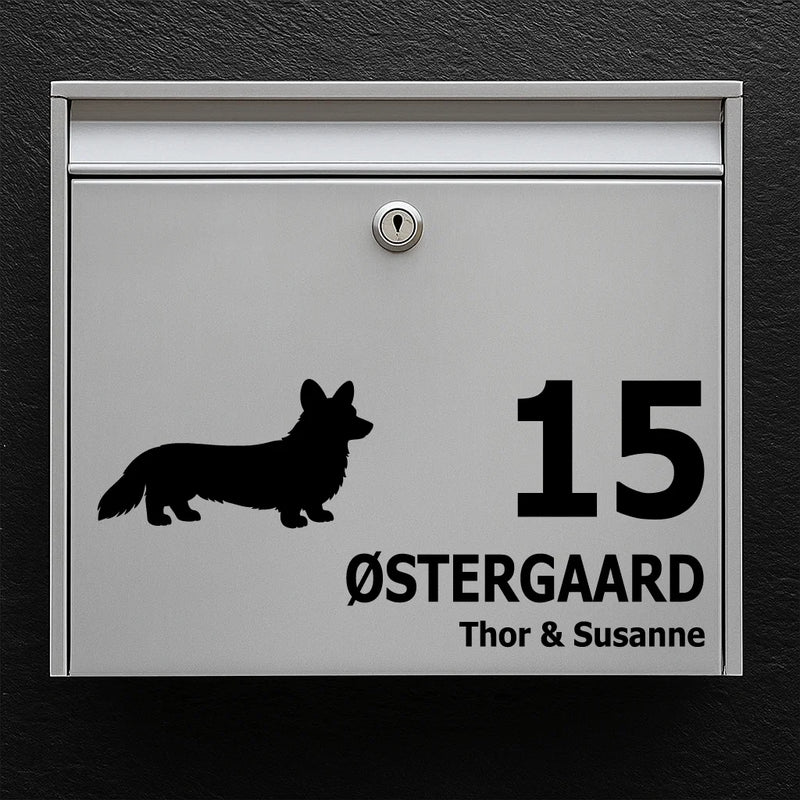 Mailbox sticker with Cardigan Welsh Corgi