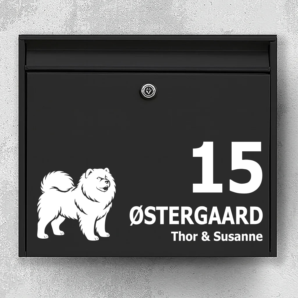 Mailbox sticker with chow-chow