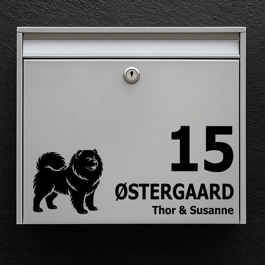 Mailbox sticker with chow-chow