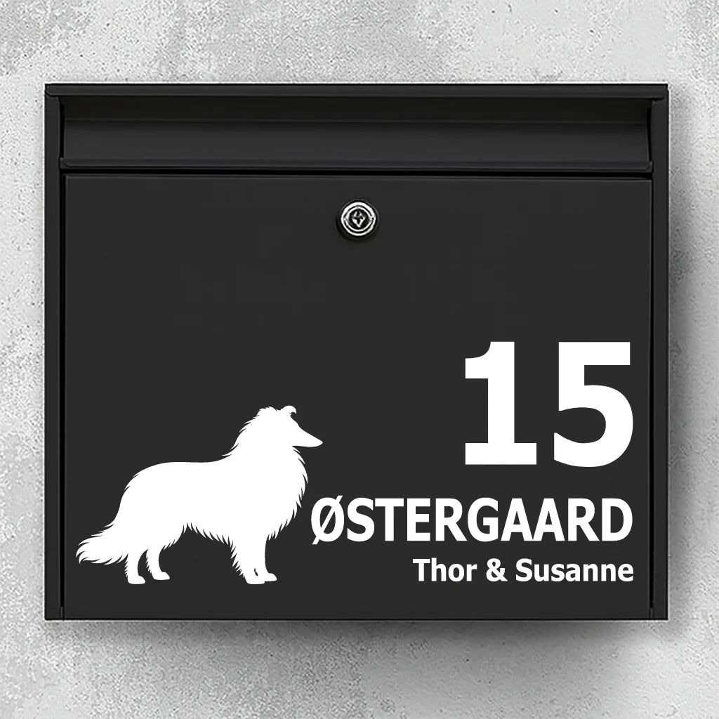 Mailbox sticker with Rough Collie