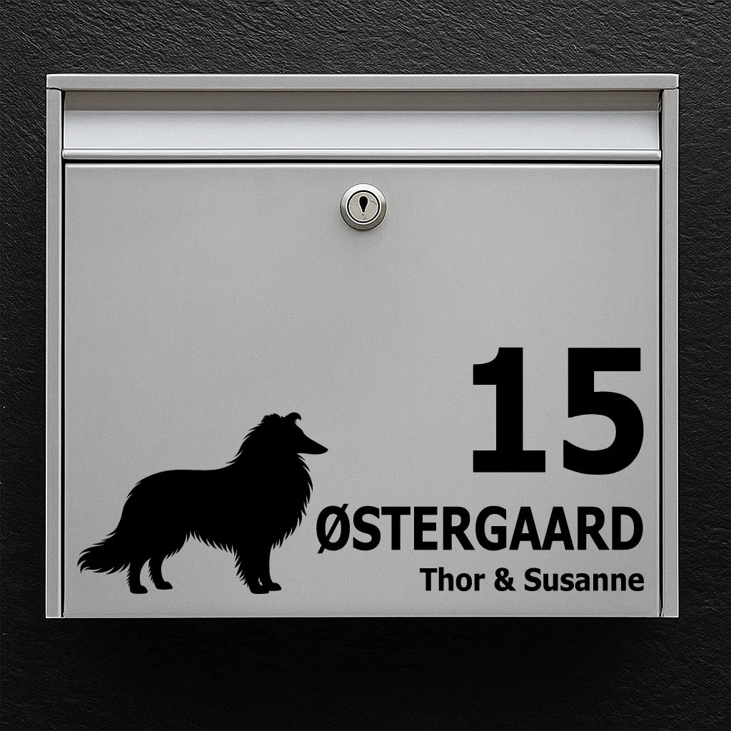 Mailbox sticker with Rough Collie