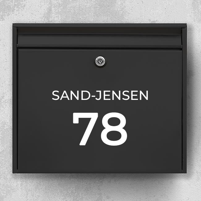 Mailbox label in modern design with clear number and last name - customized sticker in robust outdoor quality