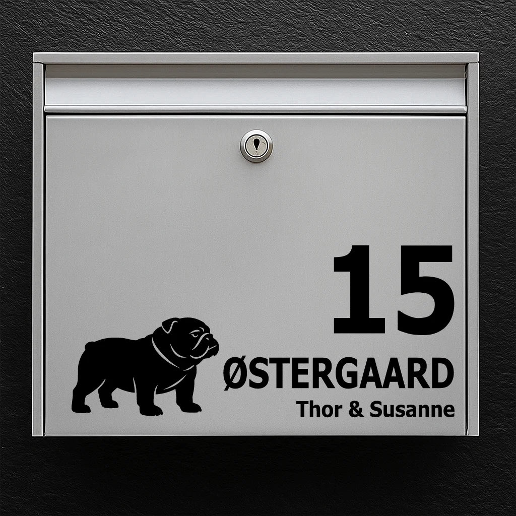 Mailbox sticker with English Bulldog
