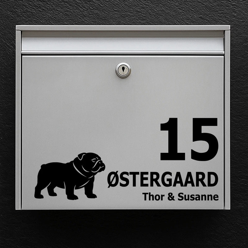 Mailbox sticker with English Bulldog