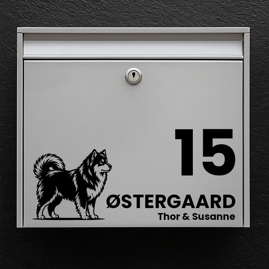 Mailbox sticker with Finnish Lapphund