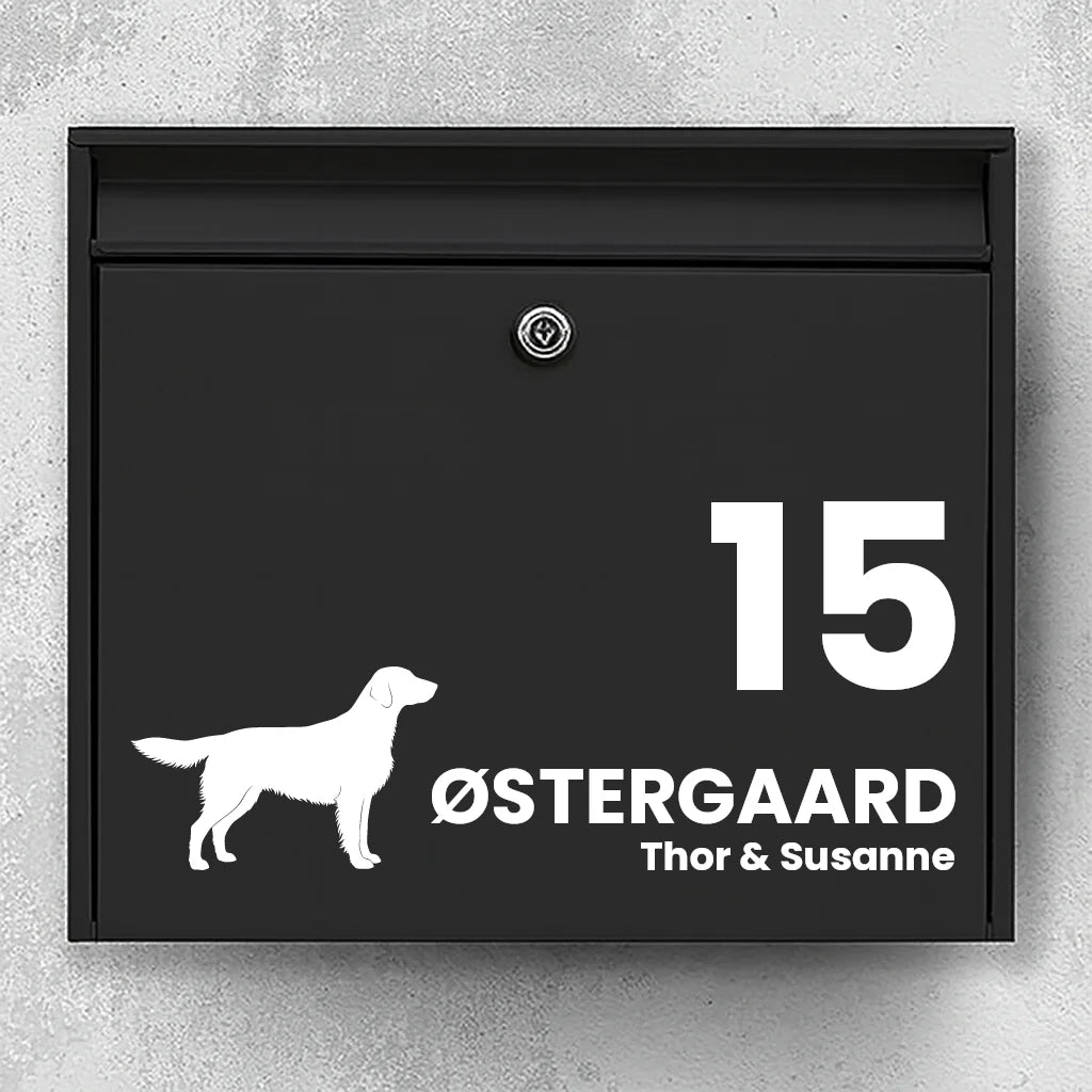 Mailbox sticker with Flat Coated Retriever