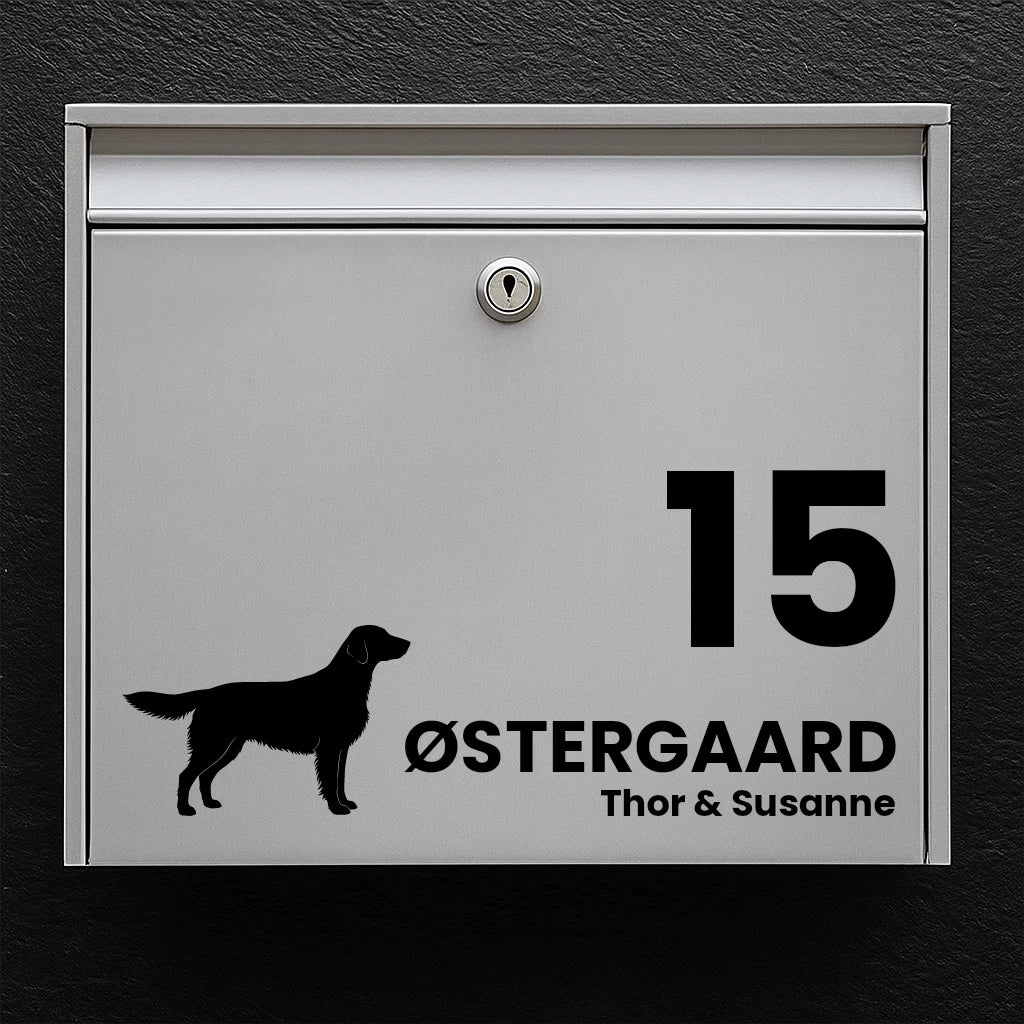 Mailbox sticker with Flat Coated Retriever
