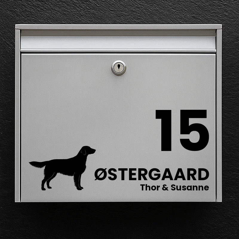 Mailbox sticker with Flat Coated Retriever