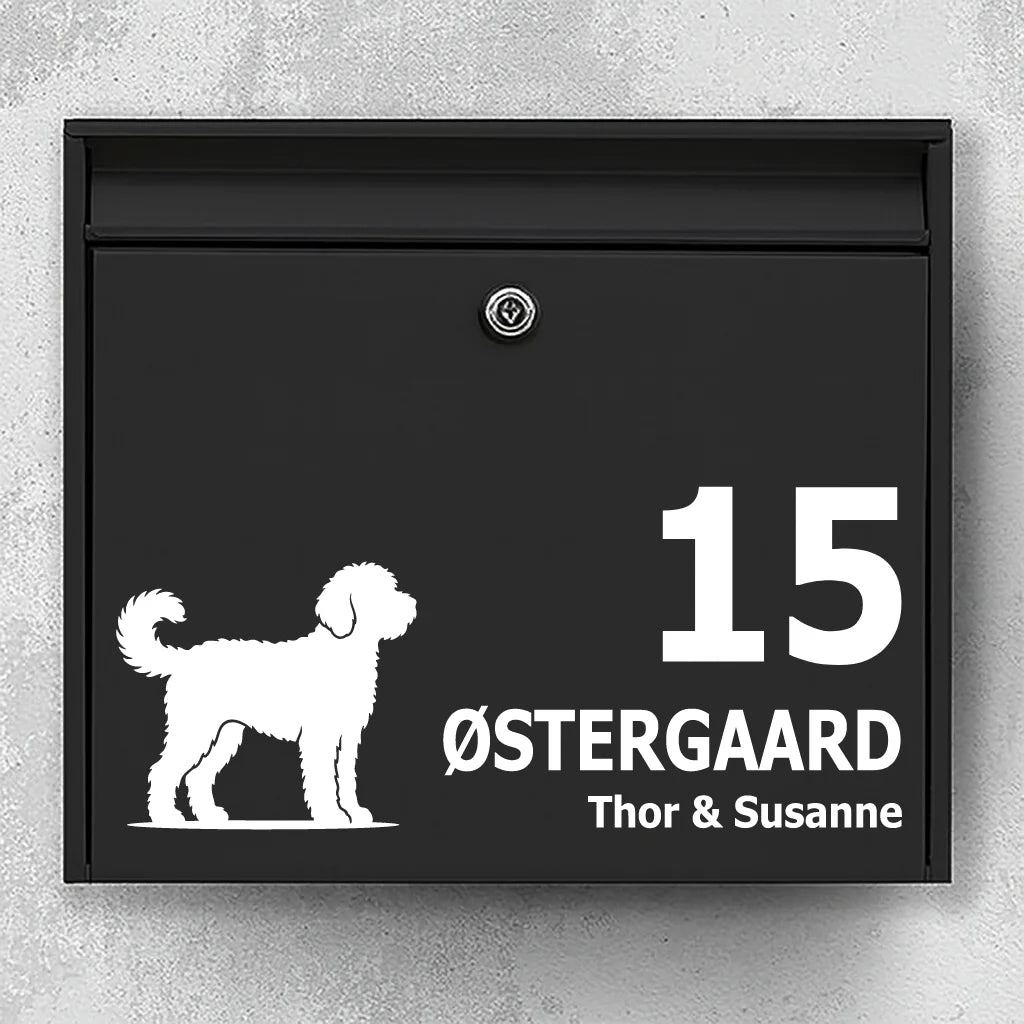 Mailbox sticker with Goldendoodle