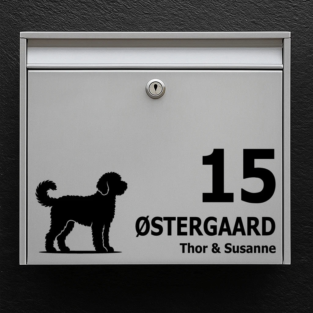 Mailbox sticker with Goldendoodle