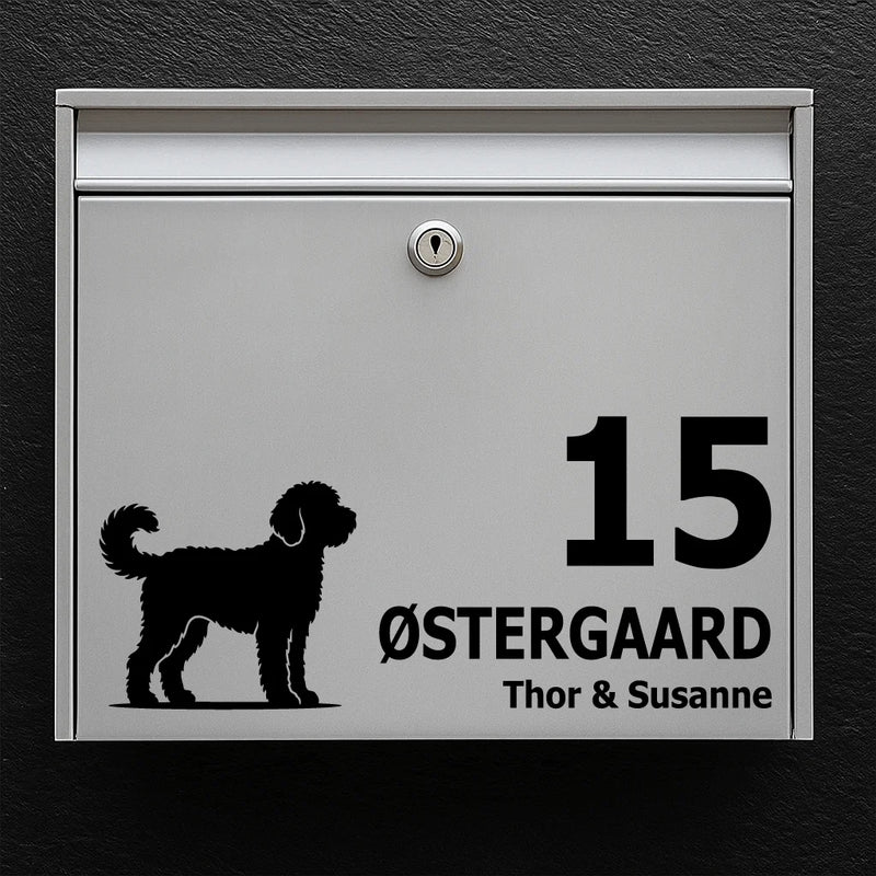 Mailbox sticker with Goldendoodle