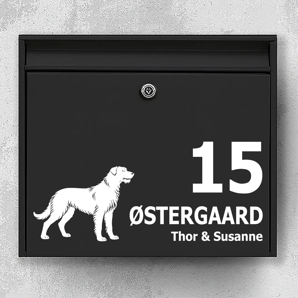 Mailbox sticker with Irish Wolfhound