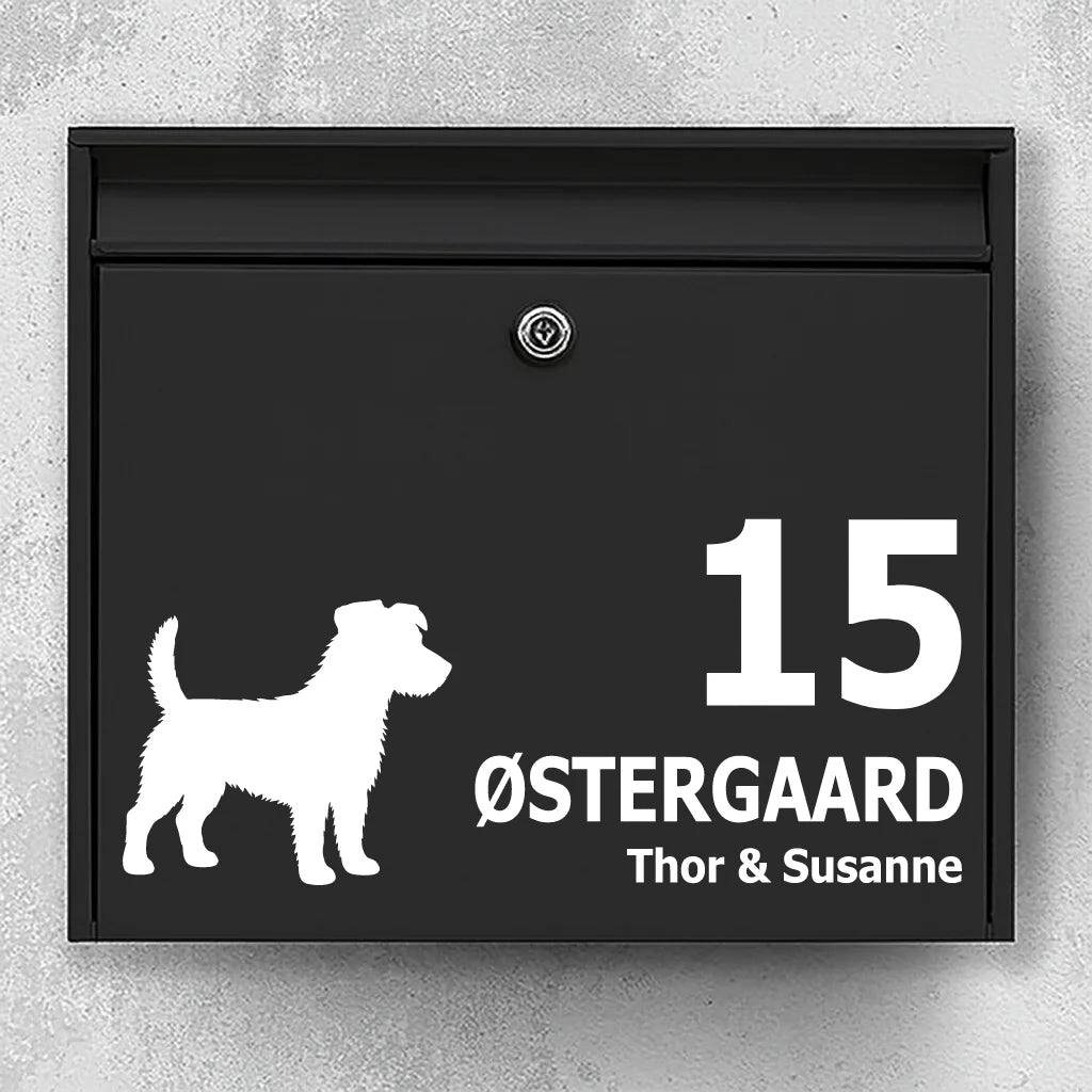 Mailbox sticker with Rough-coated Jack Russell Terrier