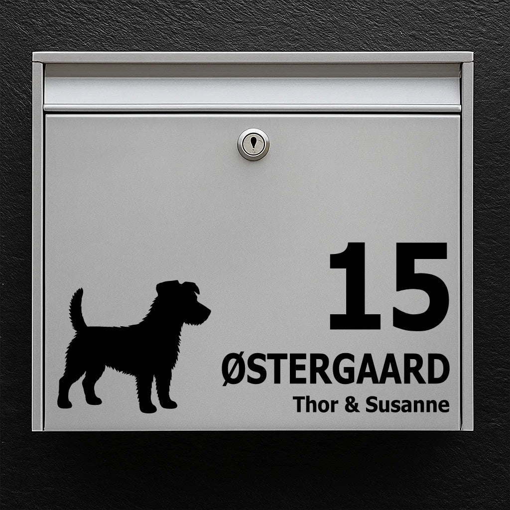 Mailbox sticker with Rough-coated Jack Russell Terrier