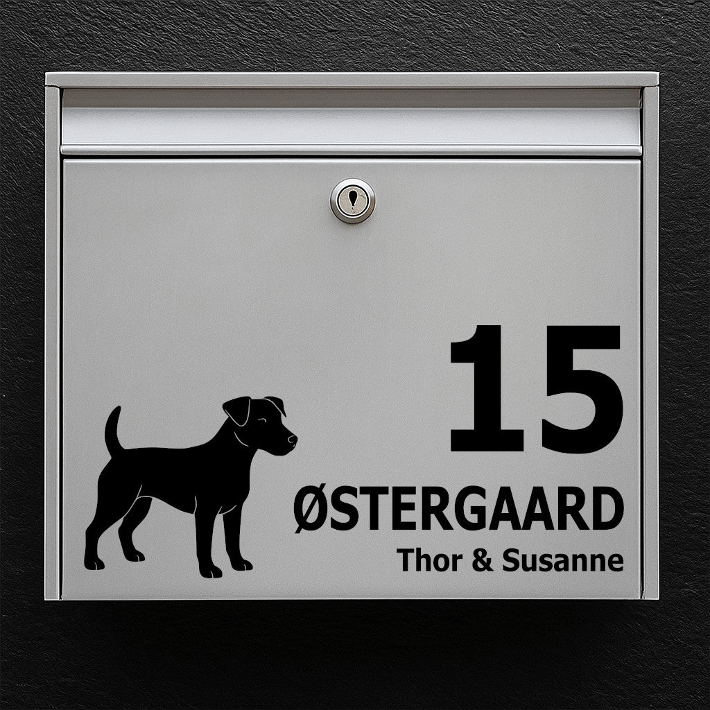 Mailbox sticker with Jack Russell Terrier