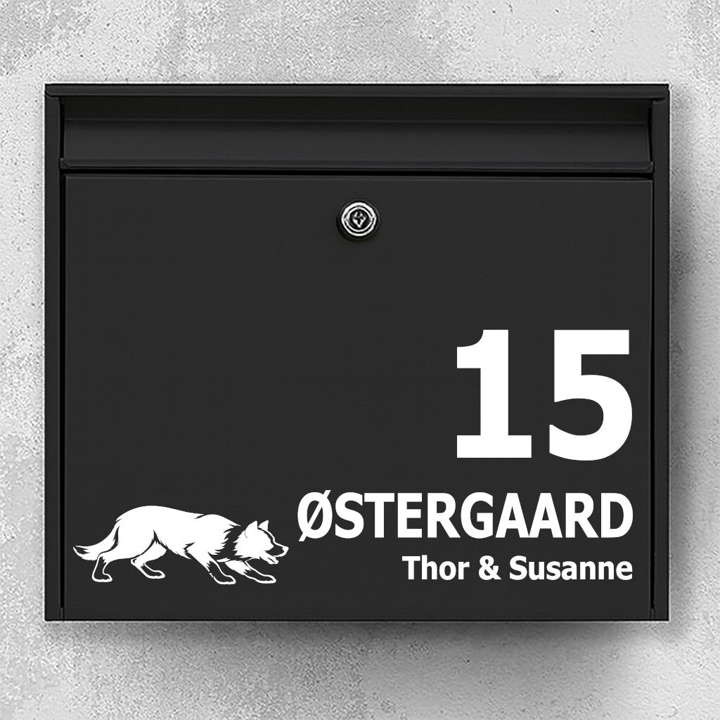 Mailbox sticker with Short-Haired Border Collie (herding stance)