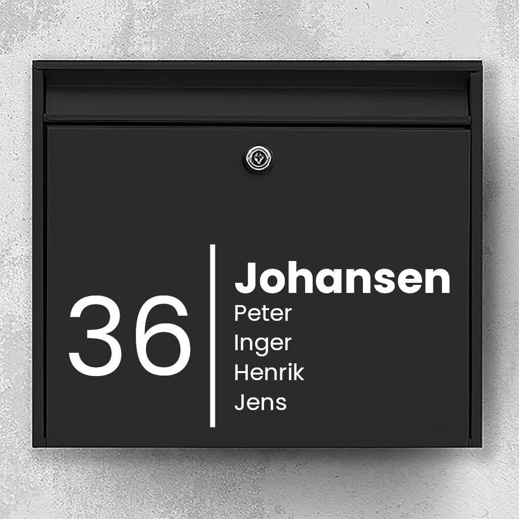 Mailbox Sticker – Stylish Design with Surname, First Names & House Number