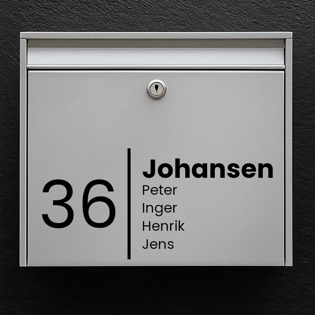 Mailbox Sticker – Stylish Design with Surname, First Names & House Number